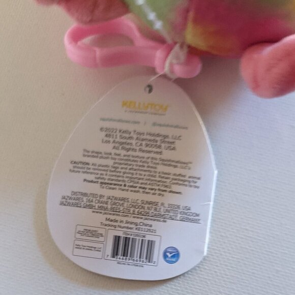 NWT 3.5" Shena Pink Tye Die Dog Purse Clip Squishmallows Fuzzy Puppy Rainbow NEW - Picture 6 of 7